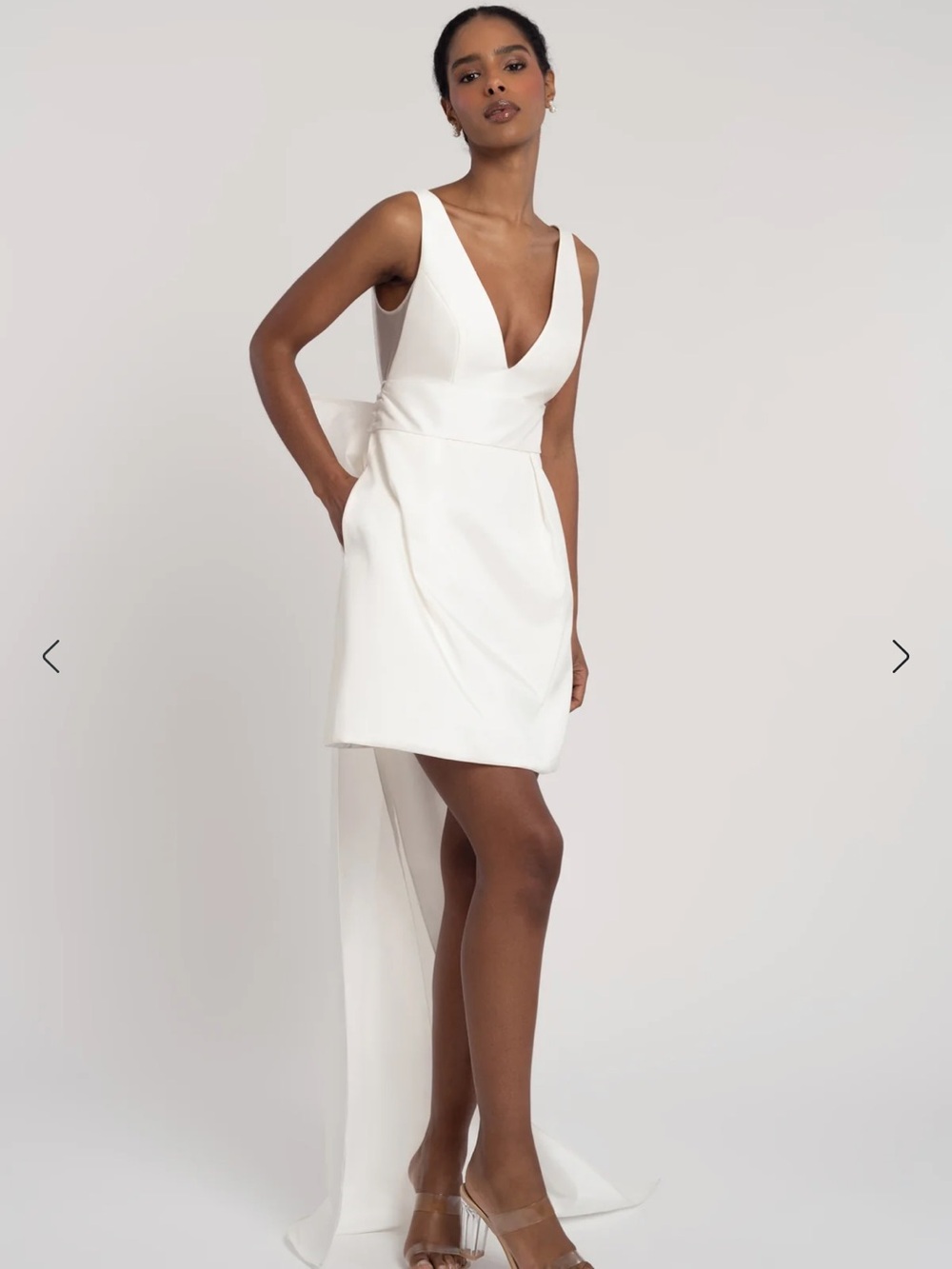 Jenny Yoo Ella LWD V-Neck Mini Dress with Bow